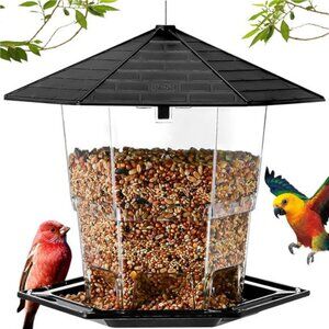 New Bird Feeders for Outdoors Hanging Bird Feeder Wild Birds Seed, Black